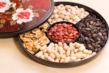 Traditional Chinese new year snack tray