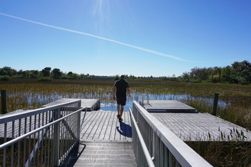 Man exploring nature alone
