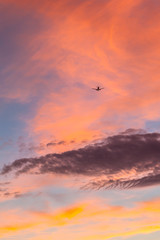 a plane during sunset