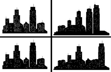 Naklejka premium Set of vector city silhouette with on white background. Vector Illustration