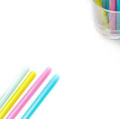 Drinkind strows on white background