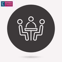 Conference table line vector icon. Editable stroke.