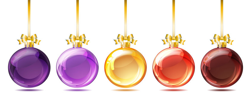 Set of bright glass christmas balls