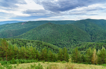 Fototapeta na wymiar View on Takmakovsky district. Russian reserve Stolby Nature Sanctuary. Near Krasnoyarsk