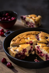 clafoutis tart with fresh cherries, French dish