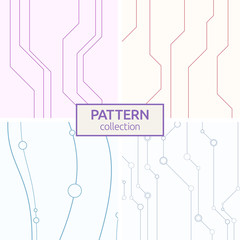 Set of four abstract vector seamless patterns with lines.