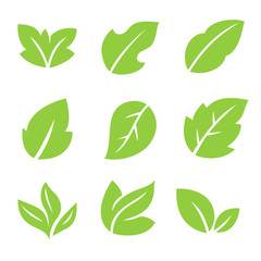 Leaves icon.Leaf logo. Green and nature symbol. Organic icons.