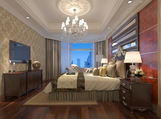 Bedroom interior 3d illustration