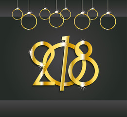 2018 New Year or Christmas dark background creative design gold numbers  for your greetings card, flyers, invitation, brochure, calendar