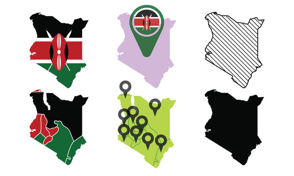 Kenya Map Vector Set