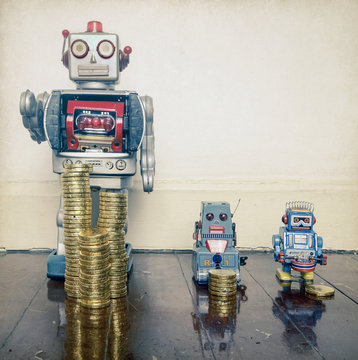 two retro robots money