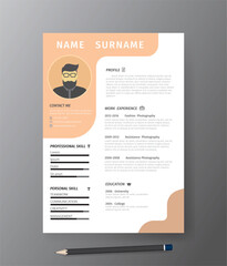 Clean modern design template of  resume or CV,vector illustration