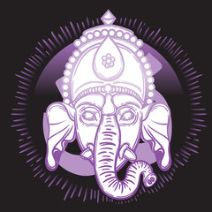 Vector illustration of Ganesha. Hindu god elephant Ganesha. Lineart.