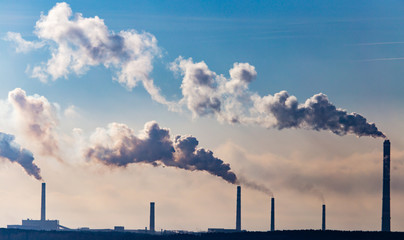 Industrial smoke from the plant pollutes the air