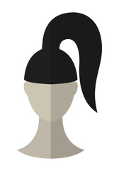 Fashionable hairstyle. Wig for beauty salon. Flat icon or object on a white background. Vector