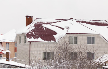 Snow on the roof of the house