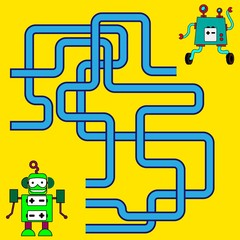 Cartoon Illustration of Paths or Maze Puzzle Activity Game. Kids learning games collection