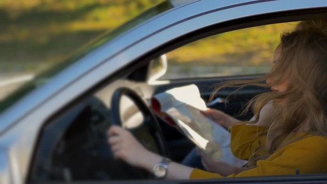 beautiful young girls are coming by car