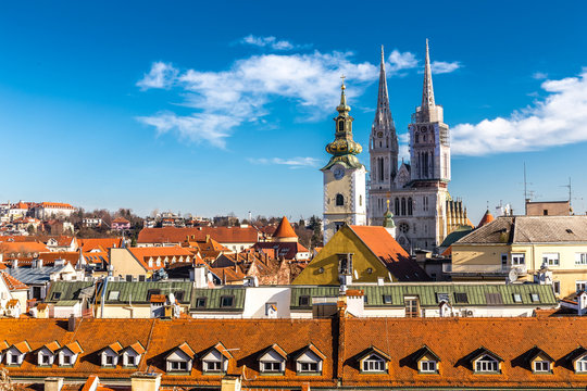 Zagreb With Cathedral And Church Tower - Croatia