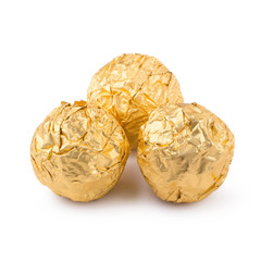 Golden Christmas ball isolated on a white background