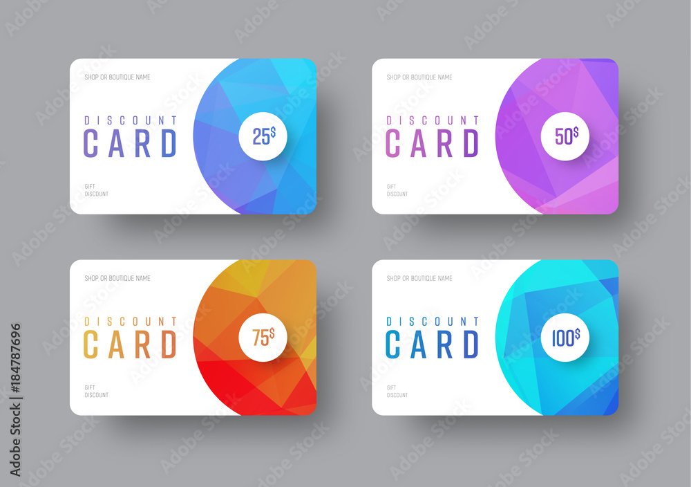 Poster vector white gift card template with round and semicircular design elements.