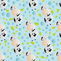 Obraz premium pattern with cartoon cute toy cow