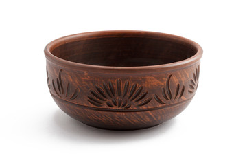 Empty ceramic bowl on isolated white background