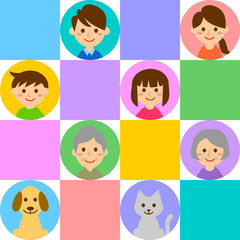 家族　三世代　モザイク