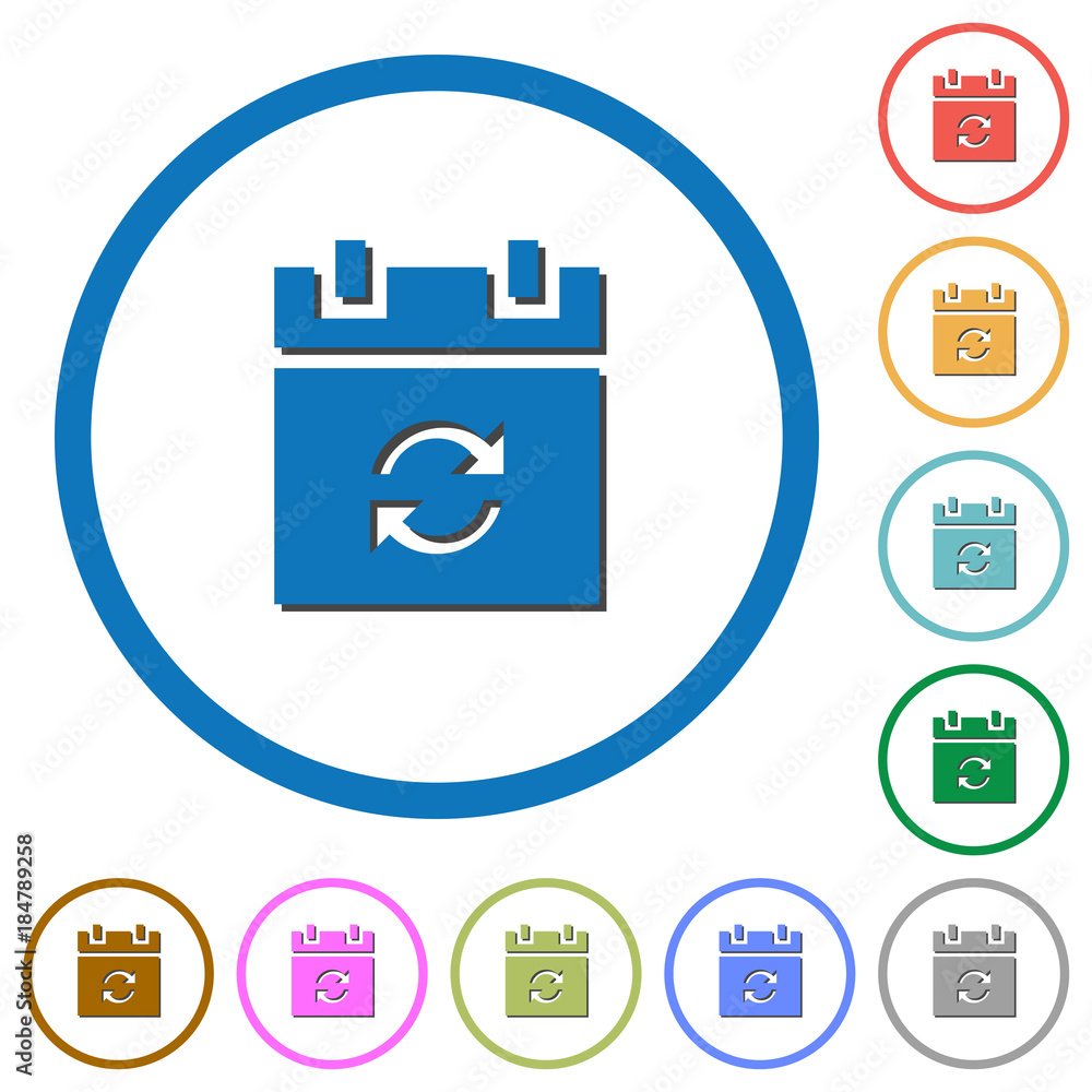 Poster syncronize schedule icons with shadows and outlines