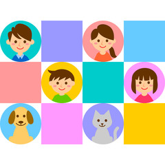 家族　二世代　モザイク