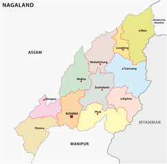 Obraz premium Nagaland administrative and political map
