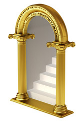 Golden ancient arch with stairs