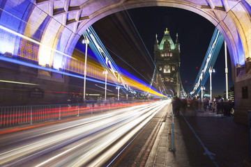 Tower Bridge at night, London, England, UK