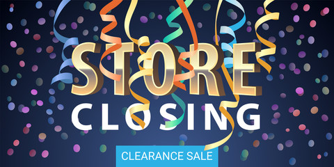 Store closing vector illustration with festive background