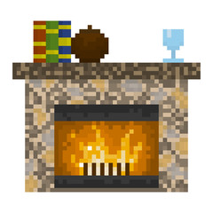 Pixel  fireplace for games and websites