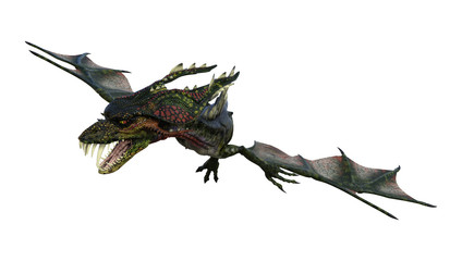 3D Rendering Fantasy Dragon on White