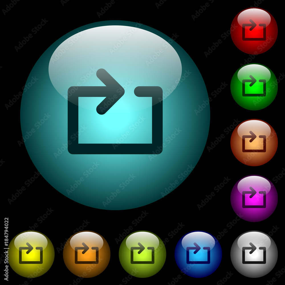 Aufkleber media loop icons in color illuminated glass buttons
