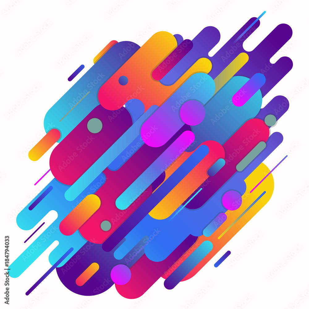 Poster geometric abstract gradient vector background. geometric shapes with gradients and rounded corners d