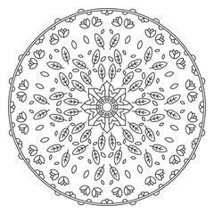 Leaves Mandala Shape for Coloring. Vector Mandala. Floral. Nature. Oriental. Book Page. Outline.