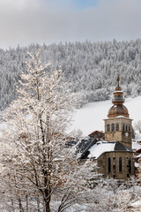 France, Church in The Grand Bornand ski resort of the french alps