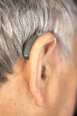 Naklejka premium Digital hearing aid ear