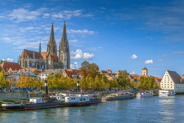 view of old town of Regensburg, Germany