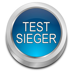 Test Winner button - in german - 3D illustration