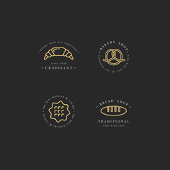 Set vector design templates and emblems - cupcake, donut and bake icon for bakery shop. Sweet shop.