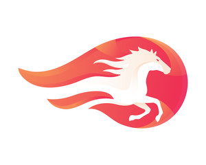 Modern Flaming Stallion Logo © naulicreative
