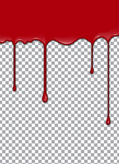 Vector Bloody background. Strawberry syrup or ketchup on transparent Background