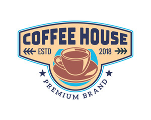 Vintage Premium Coffee Shop Badge Logo Illustration