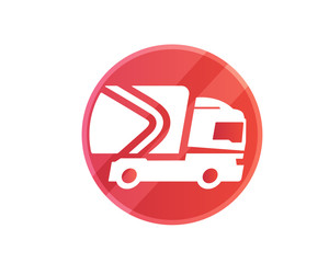 Modern Truck Logistic Delivery Logo - Red Circle Truck Badge