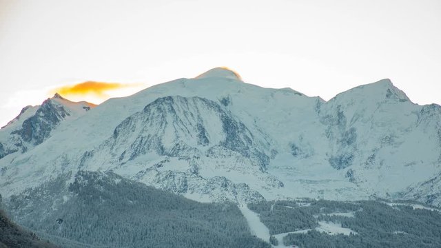 Sunrise in Mont Blanc in the Alps