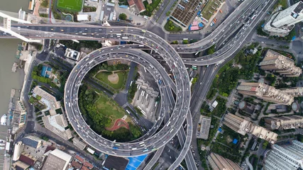 Cercles muraux Pont de Nanpu Shanghai NanPu bridge traffic